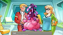 In space rescue, the mature woman feeds the plant with her big tits and cum.