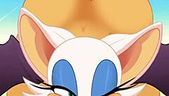 Rouge enjoys anal sex and swallowing cum in this game