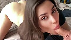 Hot Czech Brunette Sucks Cock Outdoors in Her Debut Video on Camera.