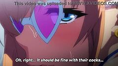 Beautiful shemale Akane in a femdom threesome scene in 3D adult film