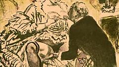 Vintage erotic art depicts antique cartoon scenes