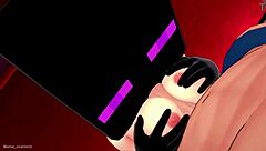 Novia usa mascara de Enderman en el hotel del amor