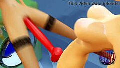 Two busty lesbians try double dildo in public store