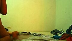 hard sex with friend's colombian girlfriend involves handjob riding shaved pussy cum cock