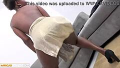 Smooth ebony babe handles BWC in fake interview