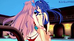 tsubasa and maria in intense futanari sex scene!