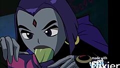Cartoon porn with Raven and Beast Boy from Teen Titans