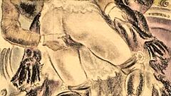 vintage erotic illustration brings retro fantasies to life in detailed comic style.