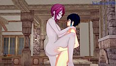 Intense threesome with Eula, Rosaria, and Venti in hentai