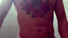 Washing my dick in the shower, gay solo scene.