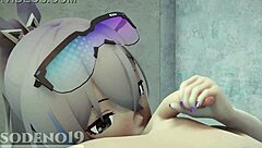 Silver Wolf Caught Masturbating, Gives Footjob and Blowjob?