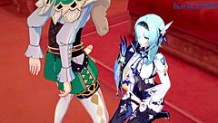 Eula and rosaria fuck venti intensely!