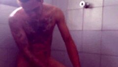Washing my dick in the shower, gay solo scene.
