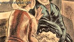 vintage erotic illustration brings retro fantasies to life in detailed comic style.