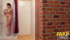 fake hostel cute teen 18+ girl in pigtails gets deepthroat blowjob and hardcore fucking from older owner