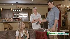 Teen Scout Displays Her Slutty Talents to Family in Uniform Threesome Caught