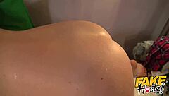 fake hostel cute teen 18+ girl in pigtails gets deepthroat blowjob and hardcore fucking from older owner