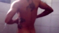 Washing my dick in the shower, gay solo scene.