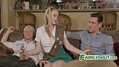 Teen Scout Displays Her Slutty Talents to Family in Uniform Threesome Caught