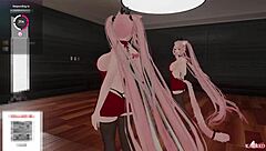 Simp and chatters tease hot catgirl to wild climax