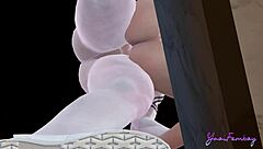 yaoifemboy dan looks so elegant on the marble table. bareback action unfolds with style.