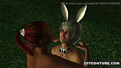 Two bi babes lick and share a cock