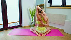 very flexible blonde doing yoga poses