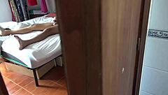 Watch The Stepmother Spy On Her Stepson's Big Cock In The Bedroom!