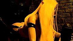 fallen princess gets banged in a threesome with titty fucks and bent over action.