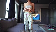 OMG! Stepmom caught stepson jerking and let him finish on her!