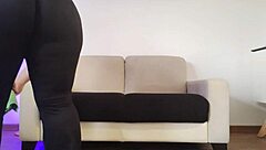 Perfect ass homemade brunette gets the job done cleaning the house