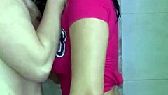 Beautiful Colombian amateur gives blow job in the bathroom