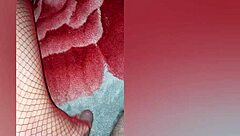 Red stockings and lingerie seduce my roommate in this video