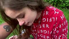 Lesbian Best Friend Sucks Dick On Park Bench!