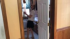 Sexy Milf in Lingerie Yields to Neighbor Boy in Laundry Room