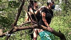 wild blowjob and bareback sex in forest with big cock