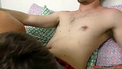 Big dick twink fucking hairy hole without condom