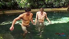 Gay hardcore scene with Bareback sex and hot guys in action
