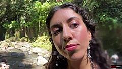 Crazy cumwalk on public waterfall