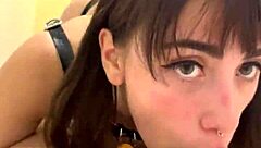 She greedily sucks my dick, then fucks me until I empty my balls in a throatpie cumshot.