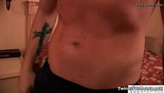 Cute blonde twink gives hardcore blowjob in gay sex