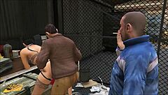 Cristina has a hot and steamy experience with two mechanics in the garage