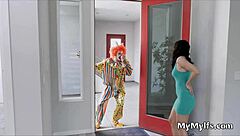 horny housewife rides clown's cock hard 😈
