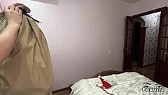 Wow, fucking stepmom in grinch panties on bed!