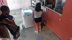 Brazilian maid couldn’t resist my hard cock after boss left