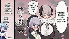 handsome futanari monster lady battles good-looker novice magical girl in anime game