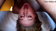Young beauty gets rough facefucked and swallows cum deeply