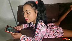 Cute stepdaughter in cute pajamas getting fucked