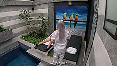 Blonde Cleaning Lady Gives Blowjob in Hotel Suite