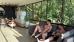 The Cleaner Catches Us Jerking Off While Watching Her Ass!